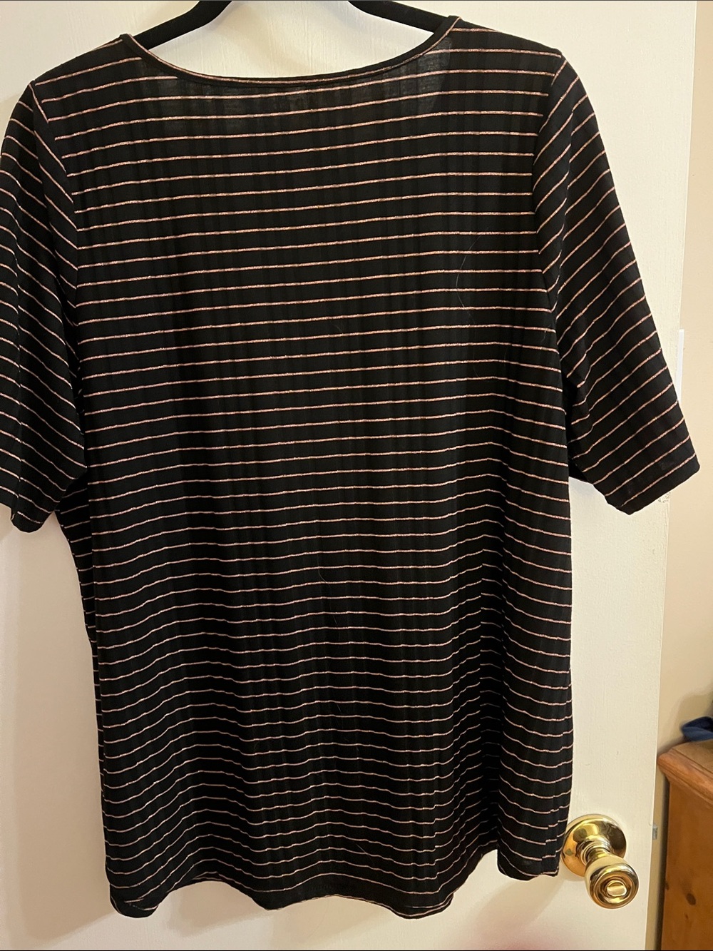 Apt. 9 Black Tee with Thin Pink Stripes - Picture 4 of 6